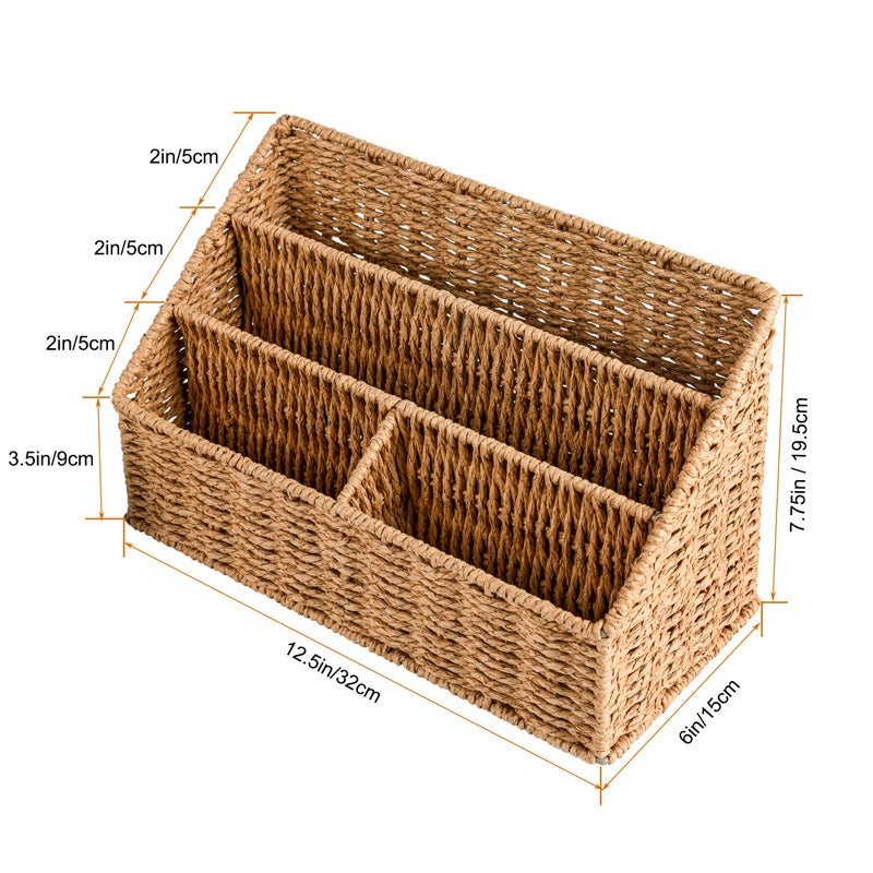 DINGTAI Woven Mail Organizer  12 Inch Mail Organizer Countertop  Basket Mail Organizer Bill Organizers Mail and Pen Organizer Countertop Farmhouse Desk organizers and storage - Image 5